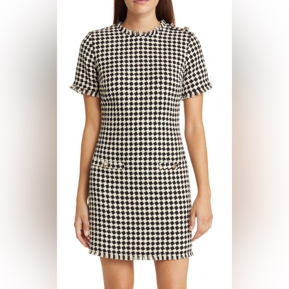 ZOE AND CLAIRE
Tweed Sheath Minidress In Black Multi